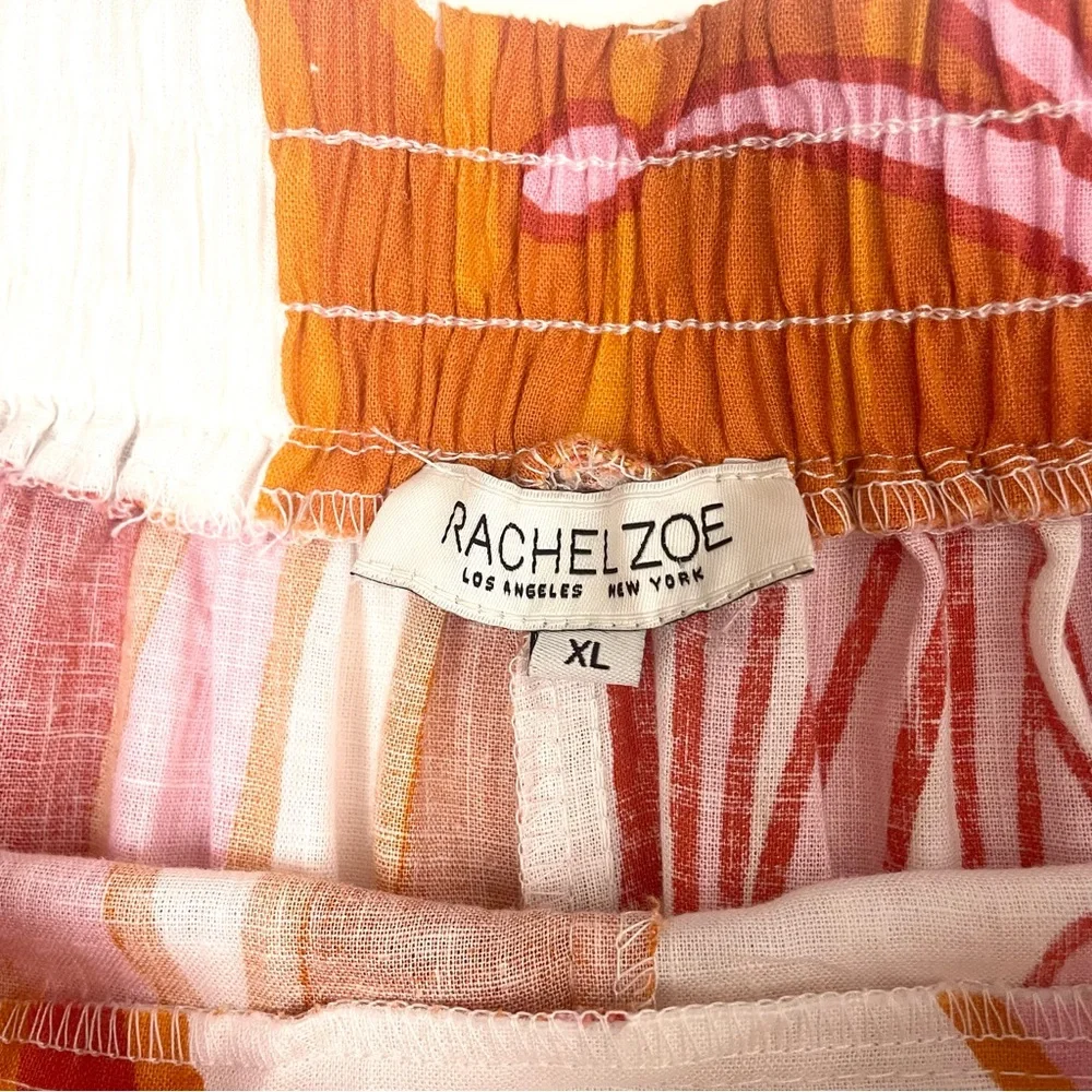 Rachel Zoe Tropical Print Linen Rayon Wide Leg Pants with Belt XL - Picture 9 of 11